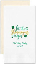 Let the Shenanigans Begin Personalized Flat Printed Guest Towels by Embossed Graphics
