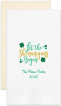 Let the Shenanigans Begin Personalized Flat Printed Guest Towels by Embossed Graphics