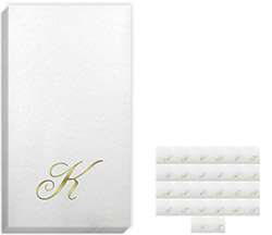 Linun Quill Gold Initial Guest Towels