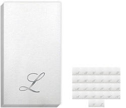 Linun Quill Silver Initial Guest Towels