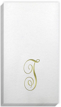 Linun Antoinette Gold Initial Guest Towels