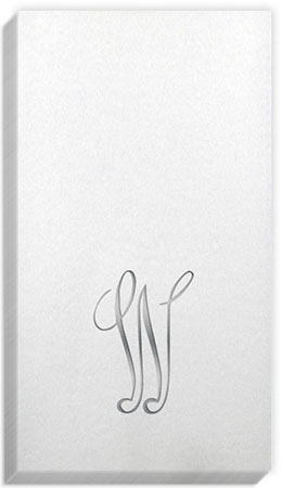 Linun Antoinette Silver Initial Guest Towels Linun Antoinette Silver Initial Guest Towels