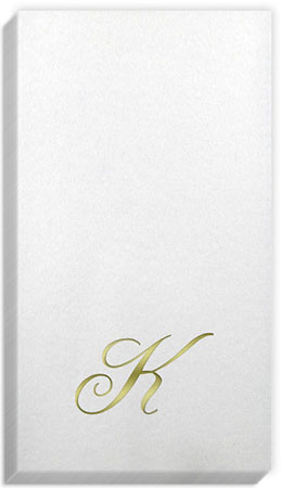 Linun Quill Gold Initial Guest Towels Linun Quill Gold Initial Guest Towels