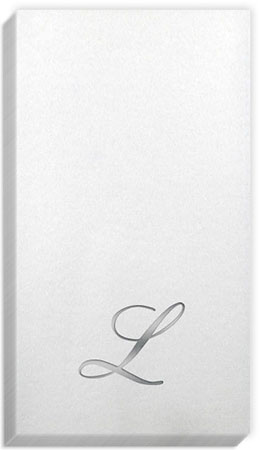 Linun Quill Silver Initial Guest Towels