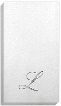 Linun Quill Silver Initial Guest Towels Linun Quill Silver Initial Guest Towels