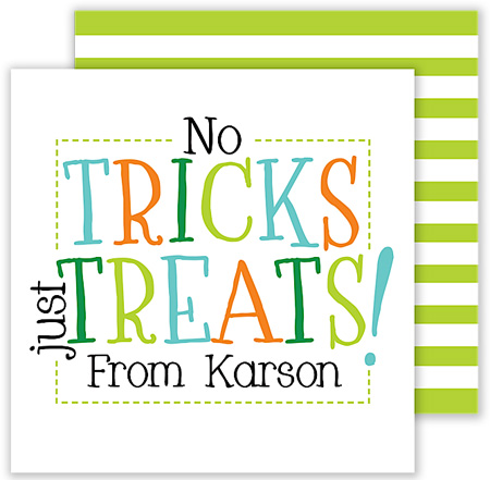 Halloween Enclosure Cards by Hollydays (No Tricks Just Treats Green)