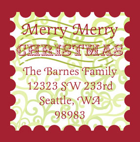 Take Note Designs - Address Labels (Merry Christmas Stamp Square - Holiday)