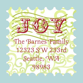 Take Note Designs - Address Labels (Joy Christmas Stamp Square - Holiday)