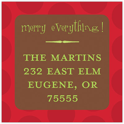 Take Note Designs - Address Labels (Red Dot on Brown Square - Holiday)