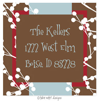 Take Note Designs - Address Labels (Berry Framed with Red Square - Holiday)