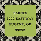 Take Note Designs - Address Labels (Elegant Damask with Green Square - Holiday)