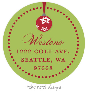 Take Note Designs - Address Labels (Red Ornament Wrap - Holiday)