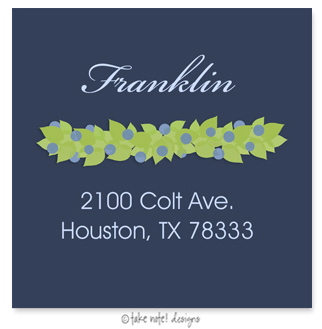 Take Note Designs - Address Labels (Juniper Berry Garland on Blue - Holiday)