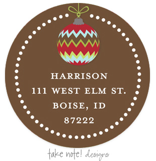 Take Note Designs - Address Labels (Argyle Ornament Drop - Holiday)