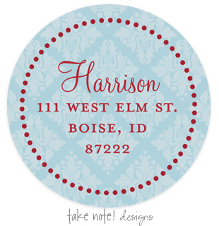 Take Note Designs - Address Labels (Fancy Damask - Holiday)