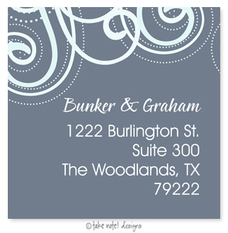 Take Note Designs - Address Labels (Blue Scrolls - Holiday)