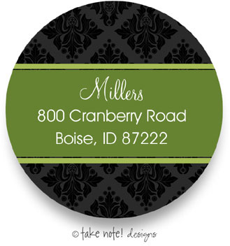 Take Note Designs - Address Labels (Damask Green Wrap - Holiday) Take Note Designs - Address Labels (Damask Green Wrap - Holiday)