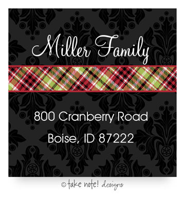 Take Note Designs - Address Labels (Plaid Ribbon Wrap - Holiday)