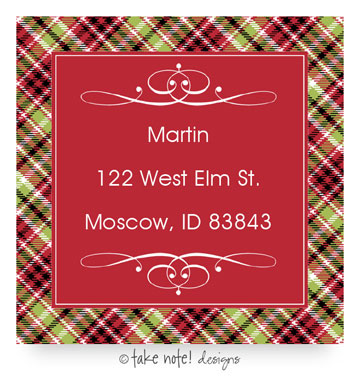 Take Note Designs - Address Labels (Holiday Plaid Elegance - Holiday)