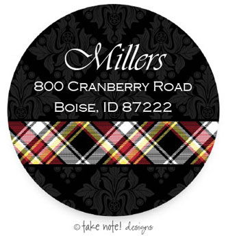 Take Note Designs - Address Labels (Damask Plaid Wrap - Holiday)