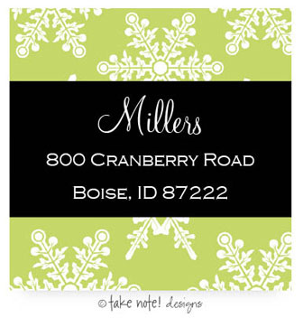 Take Note Designs - Address Labels (Green Snowflake Simple - Holiday)