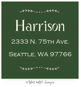 Take Note Designs - Address Labels (Green Vines - Holiday)