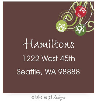 Take Note Designs - Address Labels (Ornament Swing Brown - Holiday)