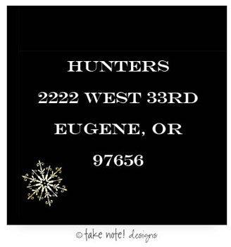 Take Note Designs - Address Labels (Gold Ornate Snowflake on Black - Holiday)