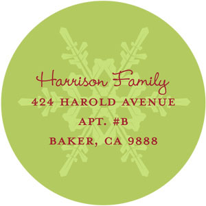 Take Note Designs - Address Labels (Green on Green Snowflake Circle)