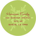 Take Note Designs - Address Labels (Green on Green Snowflake Circle)