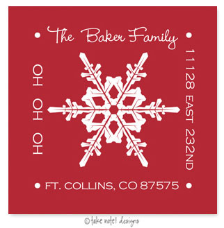 Take Note Designs - Address Labels (Red Snowflake Square)