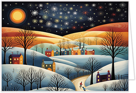 Personalized Charitable Holiday Greeting Cards by Altru Paper Co. (Starry Winter Village)