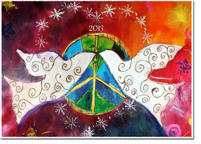 Another Creation by Michele Pulver Holiday Greeting Cards - Winter Doves