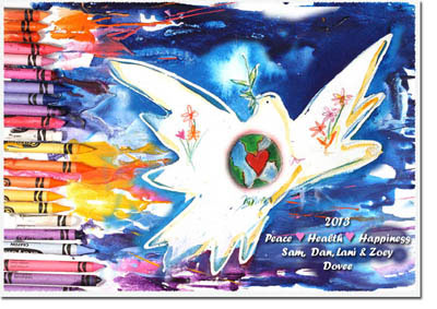 Holiday Greeting Cards by Another Creation by Michele Pulver - Crayon Dove with Calendar