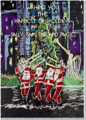 Another Creation by Michele Pulver Holiday Greeting Cards - Dancing Santas