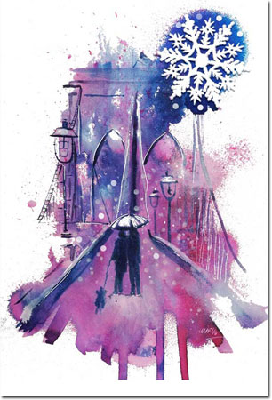 Holiday Greeting Cards by Another Creation by Michele Pulver - Snowy Walk Across The Bridge Holiday Greeting Cards by Another Creation by Michele Pulver - Snowy Walk Across The Bridge