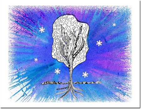 Holiday Greeting Cards by Another Creation by Michele Pulver - Zentangle Winter Evening