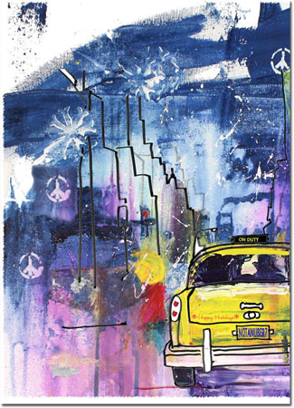 Holiday Greeting Cards by Another Creation by Michele Pulver - Peace Snow Taxi