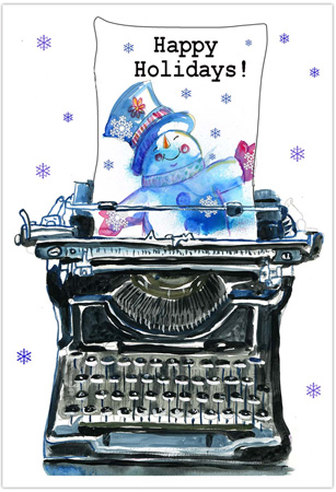 Holiday Greeting Cards from Another Creation by Michele Pulver - Snowman/Typewriter Collection