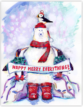 Holiday Greeting Cards from Another Creation by Michele Pulver - Puffin, Polar Bear, Penguin