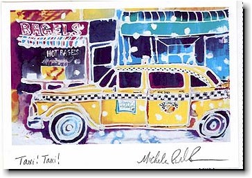Another Creation by Michele Pulver Holiday Greeting Cards - Taxi! Taxi!