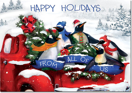 Holiday Greeting Cards by Birchcraft Studios - Penguin Posse