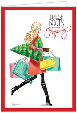 Christmas Greeting Cards by Bonnie Marcus - Fashion Girl Shopping Boots (Blonde) Christmas Greeting Cards by Bonnie Marcus - Fashion Girl Shopping Boots (Blonde)
