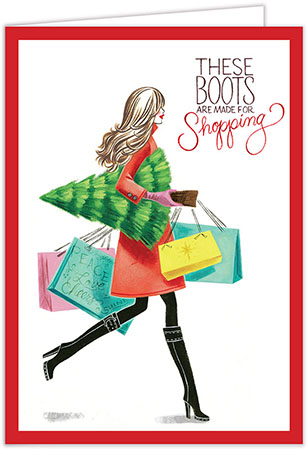 Christmas Greeting Cards by Bonnie Marcus - Fashion Girl Shopping Boots (Brunette) Christmas Greeting Cards by Bonnie Marcus - Fashion Girl Shopping Boots (Brunette)