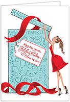 Christmas Greeting Cards by Bonnie Marcus  - Fashion Girl Wrapped Wishes