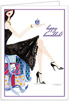 Hanukkah Greeting Cards by Bonnie Marcus  - Dreidel Girl Hanukkah