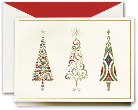 Boxed Holiday Greeting Cards by Crane & Co. (Engraved Viennese Trees)