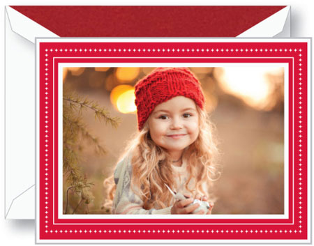 Boxed Holiday Photo Mount Cards by Crane & Co. (Engraved Scarlet Glimmer)