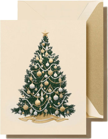 Boxed Holiday Greeting Cards by Crane & Co. (Engraved Silver and Gold Beaded Tree) Boxed Holiday Greeting Cards by Crane & Co. (Engraved Silver and Gold Beaded Tree)
