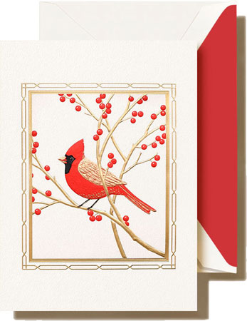 Boxed Holiday Greeting Cards by Crane & Co. (Engraved Cardinal)